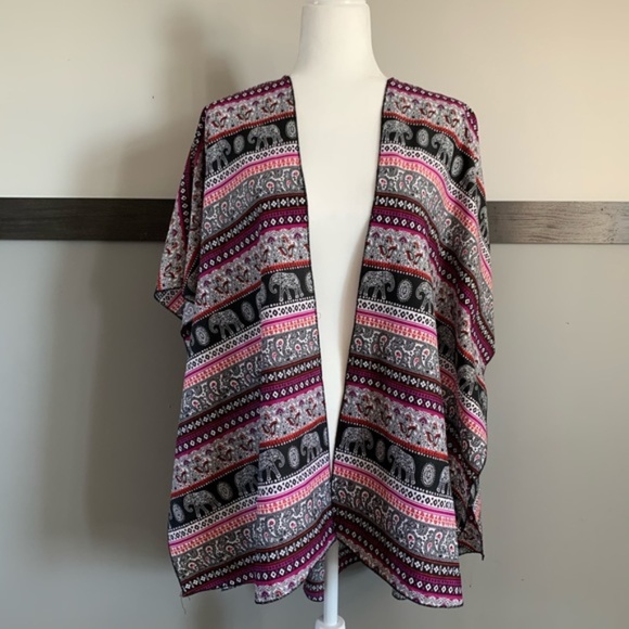 Live 4 Truth Sweaters - LIVE 4 TRUTH open cardigan high low kimono size large dolman short sleeves